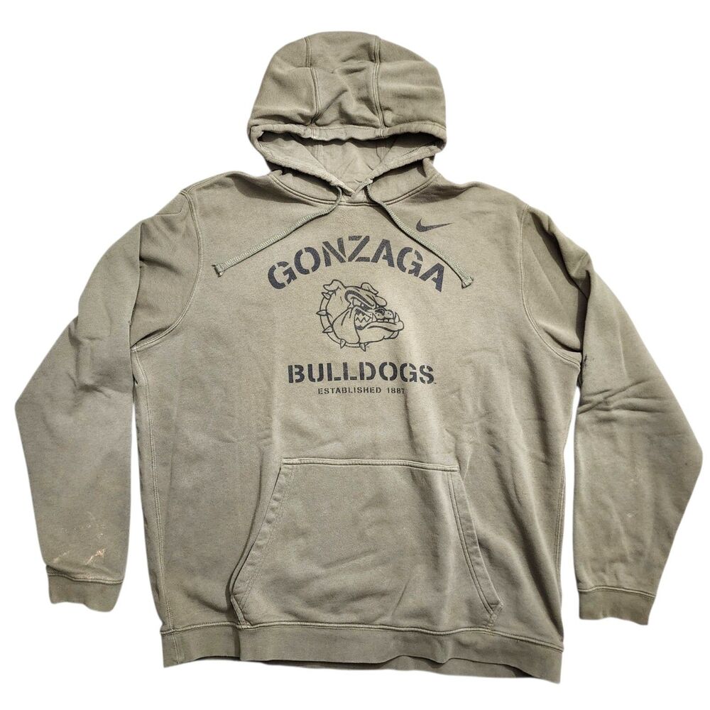 GONZAGA BULLDOGS Sweater Mens XXL Green Spell Out NIKE Hoodie College Basketball